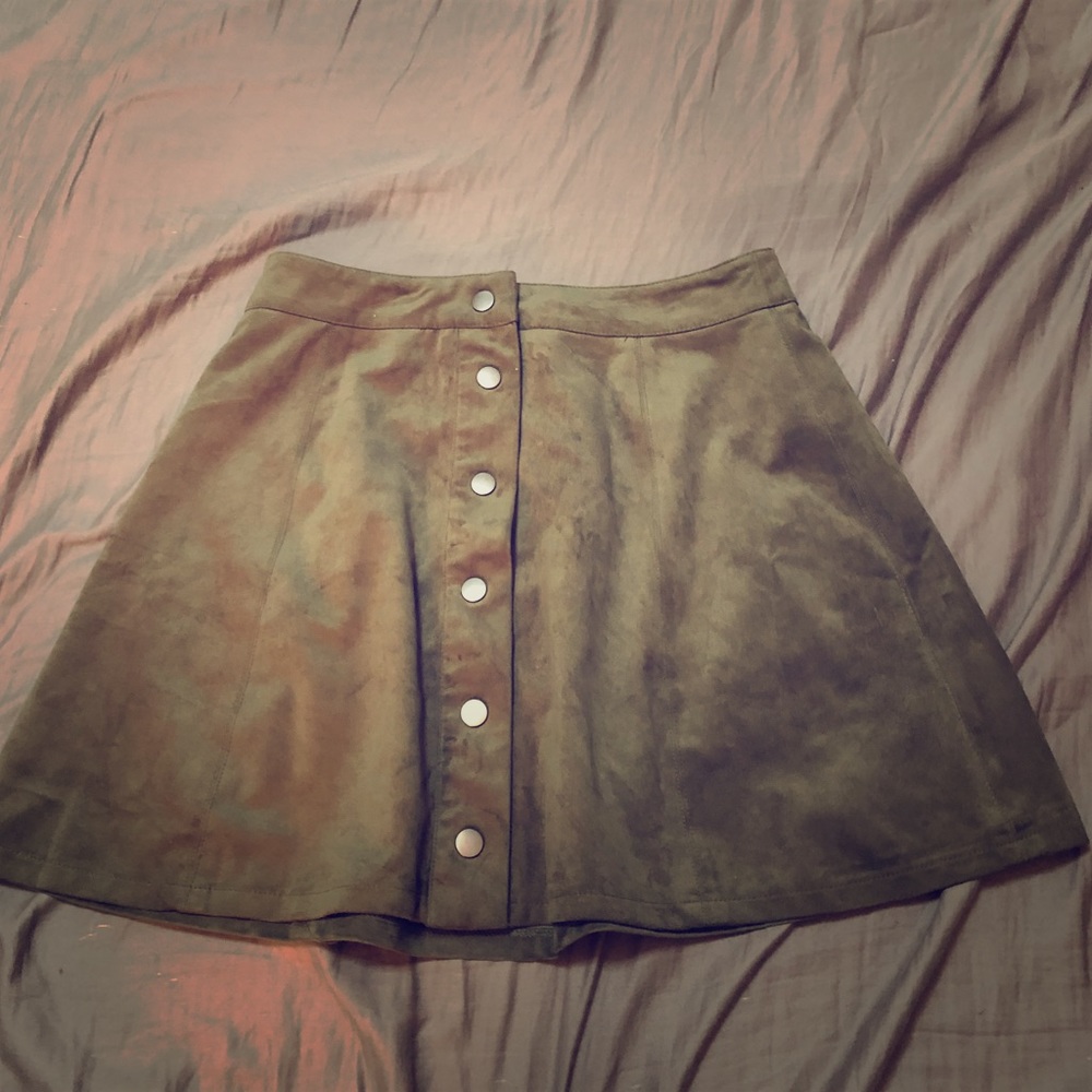 Suede green mini skirt